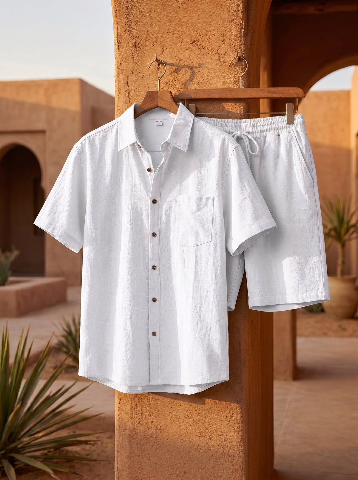 Xavier Linen-Blend Short-Sleeve Set